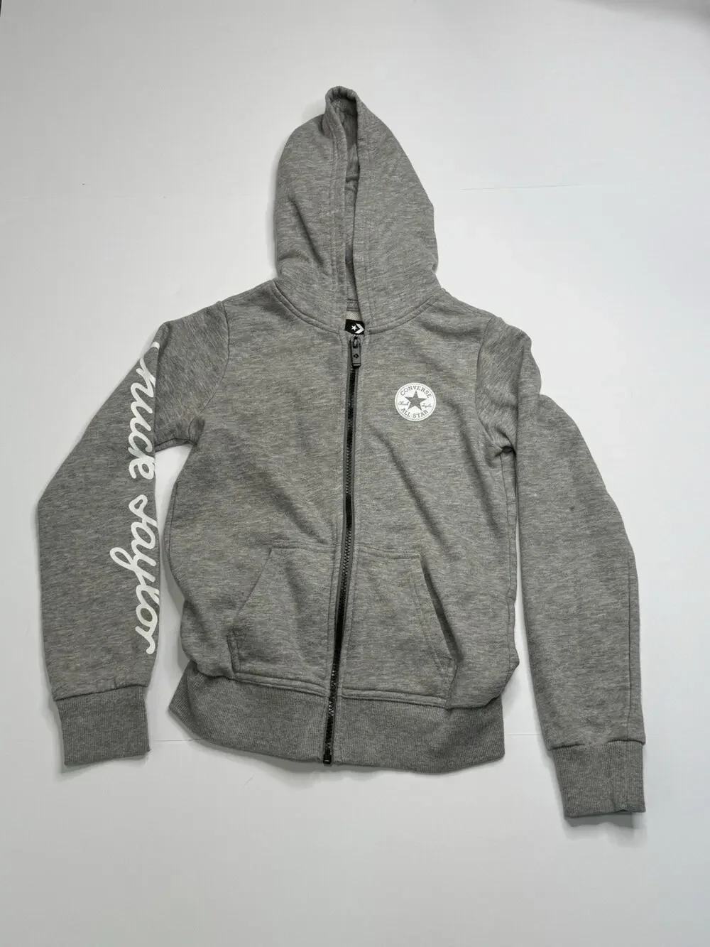 Converse Boy's Size M Medium Gray Zip Up Hooded Sweater Jacket Y2K 8-10